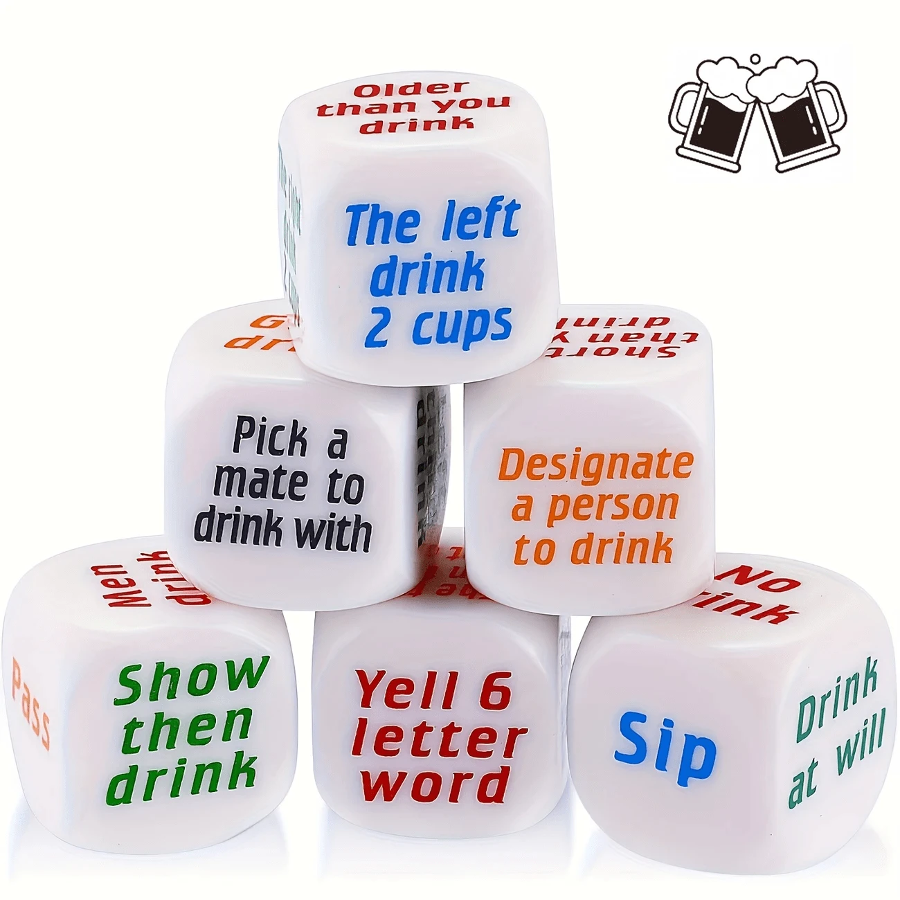 Set di 5 dadi da bere per giochi da festa, bar, addio al nubilato, dadi creativi per giochi di bere, regalo per anniversario, San Valentino, Natale, Ognissanti, Ringraziamento
