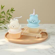 Molde de silicona en forma de osito para hacer velas tipo magdalena - Fácil desmolde, multiusos para velas, yeso, resina y manualidades de arcilla - Adorable esencial DIY para la decoración del hogar