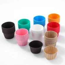 50PCS High Temperature And Oil Resistant Paper Cake Cups, Cake Cups, Oven Roll Mouth Paper Cups, Roll Edge Paper Trays, Baking Cake Cup Molds, Cake Liner Small Cake Baking Cup Liners, Bakery Christmas Wedding Birthday Party Paper Cups - Multicolor - View 2