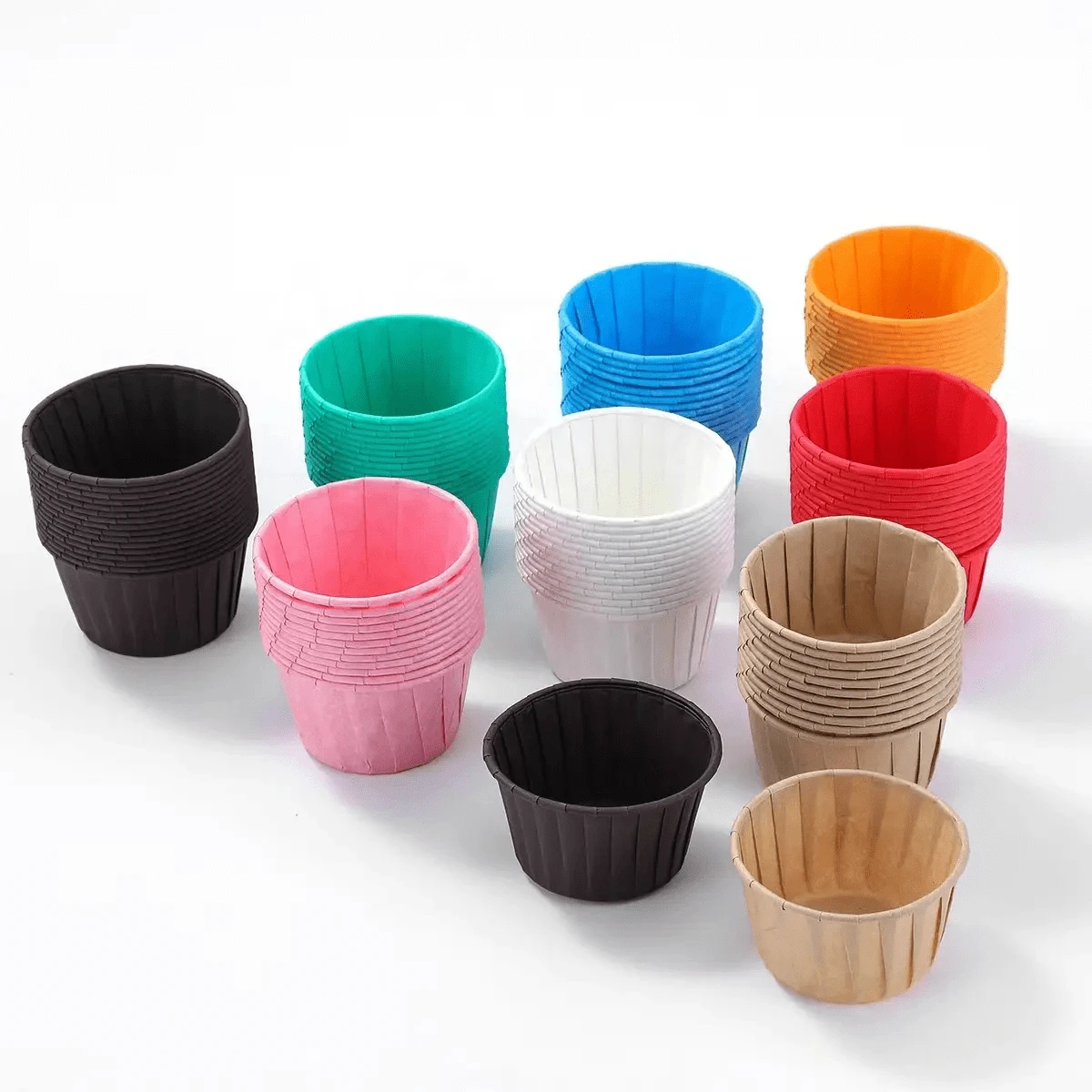 50PCS High Temperature And Oil Resistant Paper Cake Cups, Cake Cups, Oven Roll Mouth Paper Cups, Roll Edge Paper Trays, Baking Cake Cup Molds, Cake Liner Small Cake Baking Cup Liners, Bakery Christmas Wedding Birthday Party Paper Cups