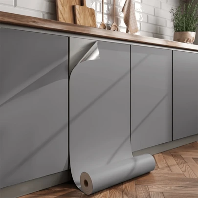 1 卷纯色简约壁纸，深灰色哑光表面，自粘接触纸，用于装饰卧室、台面、橱柜、壁橱、墙壁装饰，适用于家庭装饰房间装饰壁纸墙纸浴室厨房墙贴墙贴