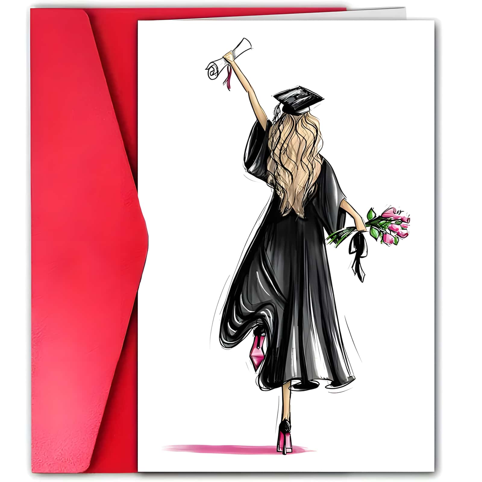 1 pieza Tarjeta de regalo de graduación elegante, papel premium, tarjeta de celebración de graduación universal para estudiantes, amigos, hija, hijo, compañeros de clase "Entra en el siguiente capítulo" Mensaje adecuado para amigos, familia, compañeros de clase - Perfecta para fiesta de graduación