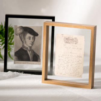 1 قطعة، إطار صورة زجاجي ثنائي الوجه، إطار عرض تعليقي مربع لرسمة نباتية جافة، إطار صور خشبي أوروبي