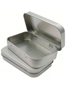 1/2pcs Flip Lid Tin Box, Metal Storage Tin, Portable Small Container, Mini Storage Box With Solid Hinge Lid For Drawing Pins, Beads, Earrings, Jewelry Crafts Organization