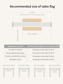 1 pièce Chemin de table style campagne avec franges, convient pour la décoration de table à la maison, en fête, à l'hôtel ou au restaurant