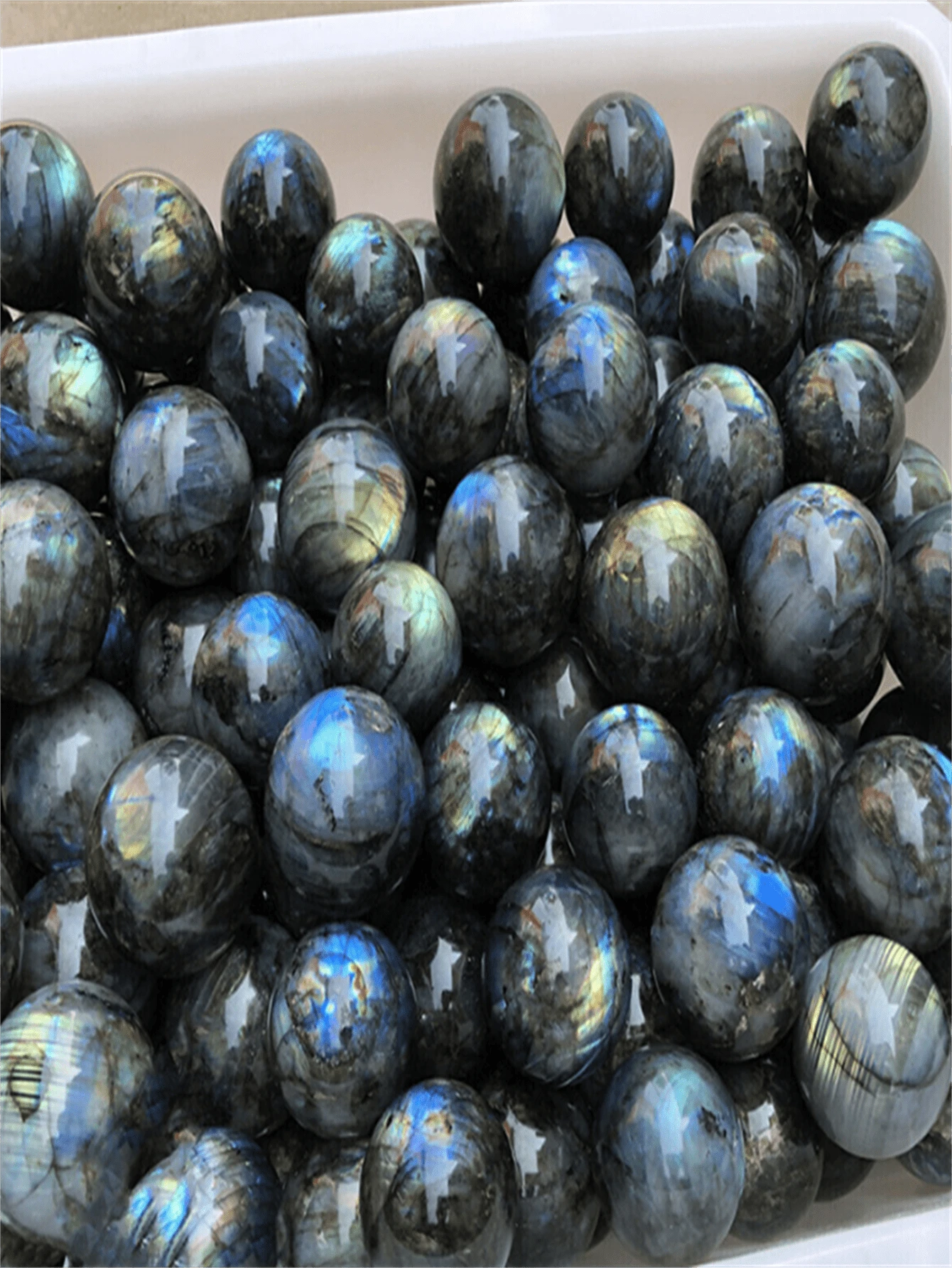 1pc Natural Labradorite Crystal Ball Decor, Blue Purple Gray Moonstone Rough Stone Ornament For Home - Labradorite 3-4CM - View 1