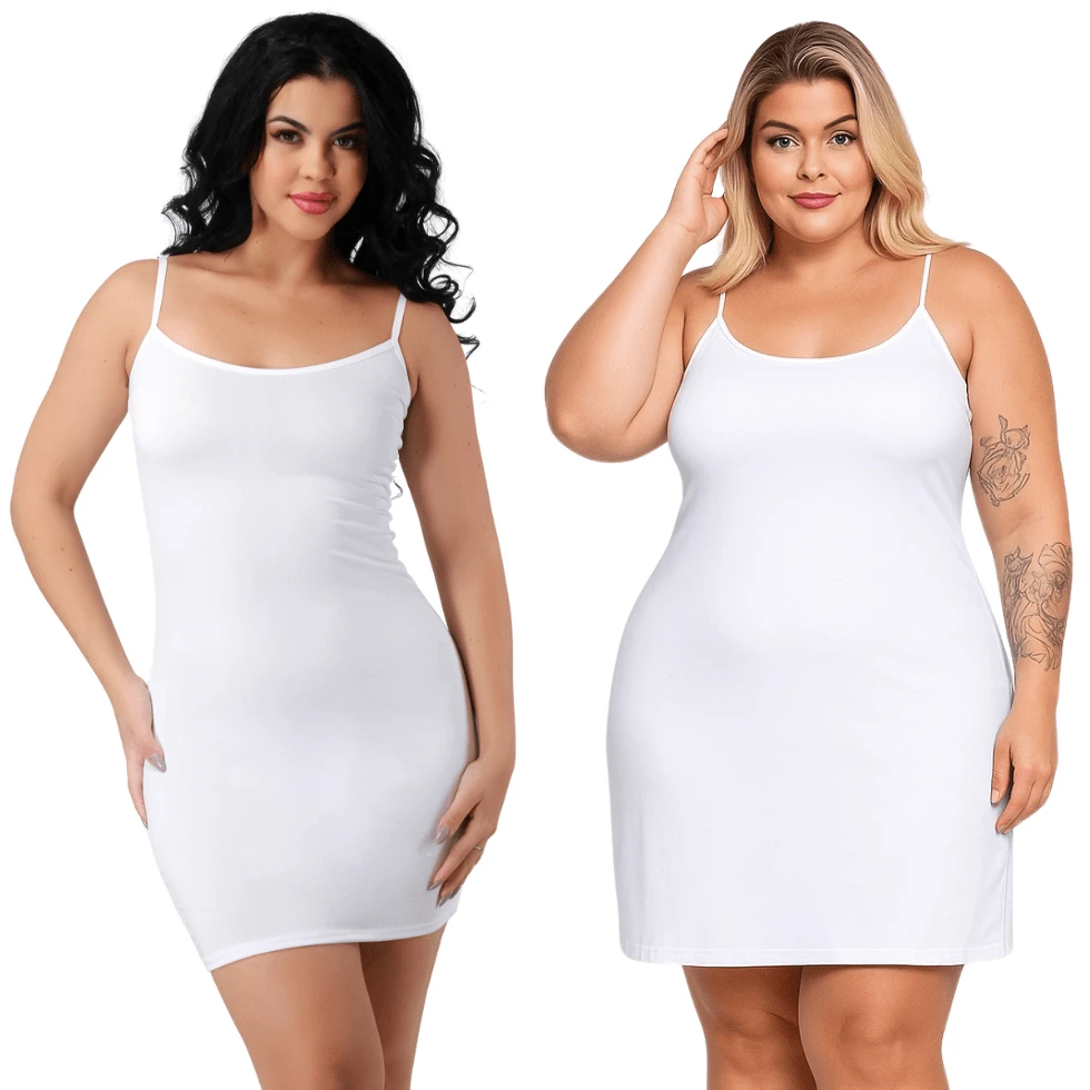Anagua Dress Comfort Protection Nightgown Thin Strap Plus Size Second Skin Combination Basic - White - View 1