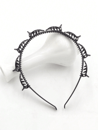 1 pieza Horquilla DIY para el cabello, Diadema tejida hueca multicapa, Clip de flequillo de doble capa, Clip para peinar el flequillo, Diadema versátil para ir al trabajo, Diadema, Diadema, Negro