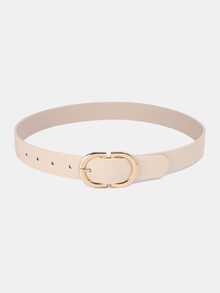 1pc Women's Multicolor PU Leather Double D-Ring Buckle Fashion Belt, Suitable For Everyday Use Fall, Autumn, Halloween - Beige - View 3
