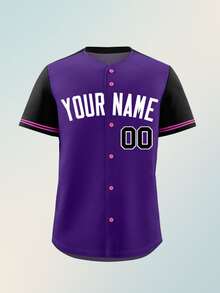 Customizable Purple Baseball Jerseys, Personalized Team Names And Numbers, Heat Transfer Jerseys, Game Day, Party Sports Baseball Jerseys, Fan Gear - Purple - View 3
