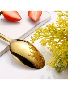 2/4/6 件不锈钢勺子，适用于酒店、家庭、厨房、餐厅、派对、婚礼和节日主题 - 金色 - 查看 5
