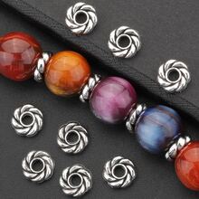 50pcs/100pcs/200pcs Vintage Silver Spiral Wheel Spacer Beads, Round Twisted Spacers For DIY Bracelets, Necklaces, Earrings, Hair Accessories, Craft Making