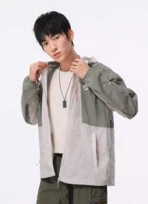 CAMEL CROWN Women's Sun Protection Clothing, Sun Protection, Light And Thin Summer Loose Color Matching Cool Breathable Water-Repellent Sun Protection Clothing - Oak Grey/Pale Green - View 3