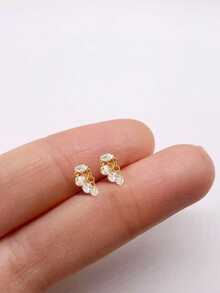 1pc S925 Sterling Silver Fashion Low-Allergenic Stud Earrings, Multiple Shapes Available, Suitable For Women, Decorated With Sparkling Zirconia, Minimalist & Elegant, Suitable For Daily Wear Earrings, Perfect Jewelry Gift, Suitable For Daily Use