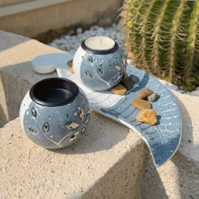 1 Pezzo Set di porta candele in legno a forma di foglia, porta candele da tè, ciotola decorativa in legno con porta candele da tè e pietre decorative per creare un'atmosfera accogliente, porta candele a colonna in legno, regalo per matrimonio, anniversario, festa della mamma, decorazione per feste, regalo per la casa nuova, San Valentino, decorazione da tavolo per il salotto, decorazioni per il camino in salotto, decorazione da tavolo rustica e vintage, accessori per il salotto, centrotavola natalizio