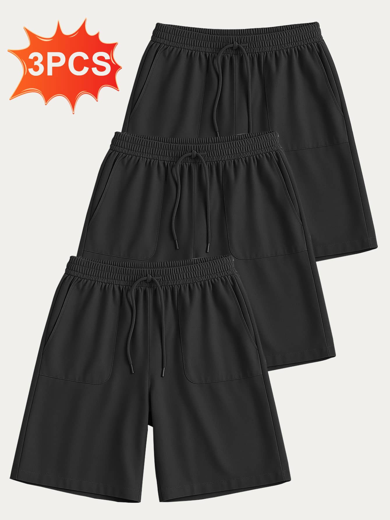 Paquete de 4 pantalones cortos atléticos para hombre, para entrenamiento, color negro, de secado rápido, con bolsillos, para correr, ropa deportiva casual - 3PCS - Ver 1