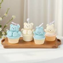 Molde de silicona en forma de osito para hacer velas tipo magdalena - Fácil desmolde, multiusos para velas, yeso, resina y manualidades de arcilla - Adorable esencial DIY para la decoración del hogar