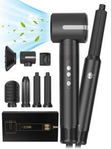 UKLISS 7 In 1 High-Speed Brushless Hot Air Styler – Multifunctional Hair Dryer Brush With Auto Curling, Straightening & Volumizing – Blow Dryer Brush With 4 Color Options (Blue/Black/White/Green)