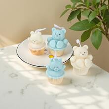 Molde de silicona en forma de osito para hacer velas tipo magdalena - Fácil desmolde, multiusos para velas, yeso, resina y manualidades de arcilla - Adorable esencial DIY para la decoración del hogar