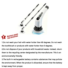 1 Wireless Electric Rotary Cleaner - USB Charging, 7 Replaceable Brush Heads, Dual Speed, Detachable Telescopic Handle, Battery Level Indicator, Suitable For Kitchen/Living Room/Bathroom Cleaning, Lithium Battery Power Supply, Seven In One Household Cleaning Product