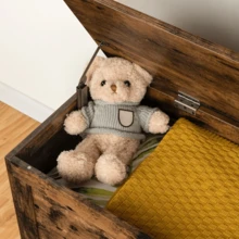 Farmhouse Style Storage Bench – 100kg Capacity, 100x40x48cm, Multi-Functional Shoe Storage & Blanket Box, Easy Assembly, Sturdy E1 Particleboard - Brown - View 8