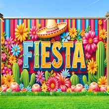 1pc FIESTA Polyester Party Banner Flag, Cinco De Mayo Celebration Banner, Suitable For Home, Garden, Studio, Outdoor Celebrations, Holiday Photo Backdrop, Mexican Party Decoration Birthday Decorations Tapestry Room Decor Party Decorations