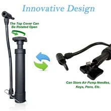 1 Set Portable Quick Inflator Pump, Includes Pump Head And 2 Inflation Needles, Manual Air Pump For Balls, Cycling Pump, Aluminum Alloy Reinforced Material, Mini Inflator Accessory, Inflation Kit, Suitable For Basketball, Football, Volleyball, Balloons, Bicycles, Motorcycles, Cars And More - Black - View 2