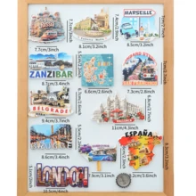 1pc Holiday Gift, Spain Fridge Magnet, Zanzibar Fridge Magnet, San Francisco Fridge Magnet, Mallorca Fridge Magnet, London Iconic Fridge Magnet, UK Fridge Magnet, Fridge Magnet, Valletta Fridge Magnet, Marseille Travel Fridge Magnet, Dubrovnik Fridge Magnet, Croatia Fridge Magnet, Orange Fridge Magnet, Spanish Home Decor, Photo Frame Magnet - Multicolor - View 4