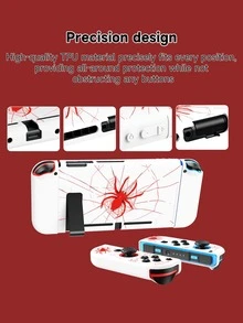 1pc Dark Red Spider Pattern Protective Case Compatible With Switch2 (2025) / Switch NS / Switch OLED / Switch Lite Game Console, 2025 New Generation Console Accessories, Switch Controller Protective Cover, TPU Soft Shell, Universal Gamepad Protector, Switch Game Accessories, Anti-Fall, Anti-Slip, Scratch-Resistant, Stylish - Multicolor - View 8