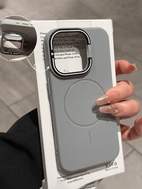 Camera Holder Silicone Full Coverage Magnetic Wireless Charge Phone Case Compatible With IPhone 16 15 14 13 12 Pro Max 11 Soft Shockproof Bumper Cases Cover