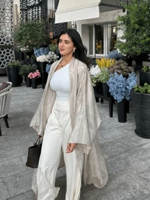 1pc Satin Abaya, Refined Craftsmanship, Elegant High-Quality Material, Fashionable Open Cardigan Design For Women's Daily Wear (Without Hijab),Robe,Modest