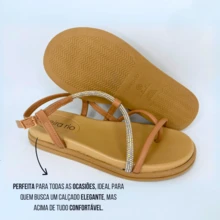 Women's Papete With Metallic Straps Beira Rio Comfortable Casual Everyday - 米色 - 查看 7