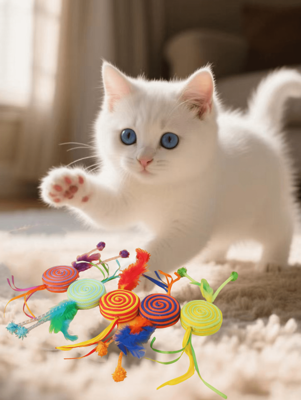 1 peça de brinquedo para provocar gatos com anel circular de corda grossa, brinquedo interativo para animais de estimação para gatos