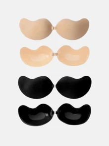 2 Pairs Of Adhesive Seamless Adhesive Bras Ultra-Thin Push-Up Strapless Invisible Bras Pure Silicone Nipple Stickers For Women Nipple Stickers - Multicolor - View 3