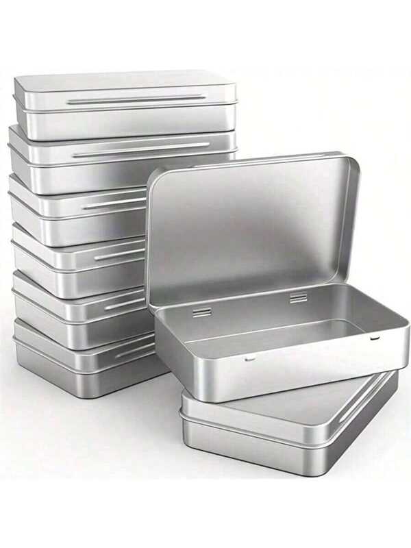 1/2pcs Flip Lid Tin Box, Metal Storage Tin, Portable Small Container, Mini Storage Box With Solid Hinge Lid For Drawing Pins, Beads, Earrings, Jewelry Crafts Organization