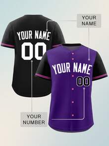 Customizable Purple Baseball Jerseys, Personalized Team Names And Numbers, Heat Transfer Jerseys, Game Day, Party Sports Baseball Jerseys, Fan Gear - Purple - View 1