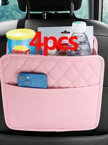 Set di accessori per auto, organizer per sedile posteriore in pelle PU premium con contenitore portarifiuti, borse porta oggetti multitasche per interni auto - borsa portaoggetti universale per sedile posteriore con portabicchiere - Set da 14 salviette compresse portatili, mini salviette usa e getta compresse per viaggi