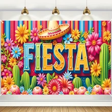 1pc FIESTA Polyester Party Banner Flag, Cinco De Mayo Celebration Banner, Suitable For Home, Garden, Studio, Outdoor Celebrations, Holiday Photo Backdrop, Mexican Party Decoration Birthday Decorations Tapestry Room Decor Party Decorations
