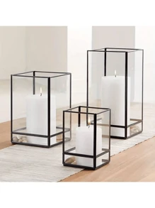 Black Retro Vintage Copper & Glass Candle Holder, Scandinavian Home Decor Accessories