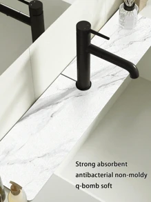 1 pieza de Alfombrilla antideslizante absorbente de goma con diseño impreso de mármol blanco, secado rápido, base impermeable, ideal para el baño, la cocina, la oficina, el restaurante, la granja, decoración del hogar