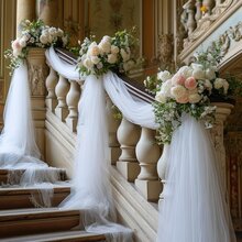 1 pieza Tela de organza blanca elegante, tela de red versátil para decoración, de 3 a 16 metros de largo, adecuada para respaldos de sillas de boda, barandillas de escalera, corredores centrales de mesa, cortinas de arco, manualidades DIY, cortinas de techo, telones de fondo para ceremonias de boda, compromisos, decoración de San Valentín y días festivos, regalos de cumpleaños de verano, útiles escolares, decoración de habitaciones