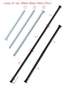 2 piezas/1 pieza Barra de cortina ajustable en longitud sin perforación, barra de cortina de ducha - Barra de cortina de ventana extensible de hierro simple para cocina, baño, armario, estantería para zapatos