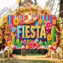 1pc FIESTA Polyester Party Banner Flag, Cinco De Mayo Celebration Banner, Suitable For Home, Garden, Studio, Outdoor Celebrations, Holiday Photo Backdrop, Mexican Party Decoration Birthday Decorations Tapestry Room Decor Party Decorations
