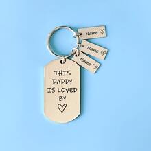 Personalized Father's Day Gift Present Keyring,This Daddy Is Loved By Keychain,Stainless Steel Keyring Engraving Spanish Charms - Multicolor - View 14
