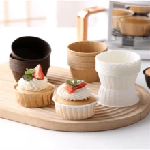 50PCS High Temperature And Oil Resistant Paper Cake Cups, Cake Cups, Oven Roll Mouth Paper Cups, Roll Edge Paper Trays, Baking Cake Cup Molds, Cake Liner Small Cake Baking Cup Liners, Bakery Christmas Wedding Birthday Party Paper Cups - Multicolor - View 5
