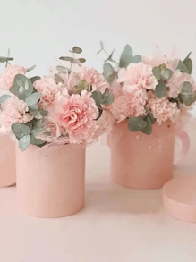 Runde Box für Blumenverpackung, luxuriöse Papier-/Kartonschachteln mit Deckel für Valentinstag, Hochzeit DIY Dekoration Schmuck Aufbewahrung Accessoires (Rosa)