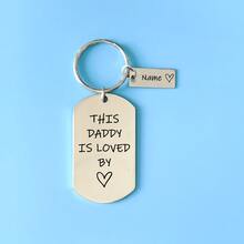 Personalized Father's Day Gift Present Keyring,This Daddy Is Loved By Keychain,Stainless Steel Keyring Engraving Spanish Charms - Multicolor - View 15