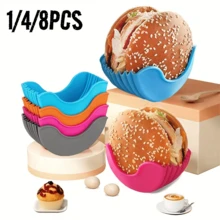 1/4/8pcs Reusable Expandable Burger Rack,Silicone Rack,Burger Organizer,Storage Rack,Kitchen Storage Box, With This Expandable Silicone Burger Rack, Making Delicious Burgers Becomes Easier! - Multicolor - View 13