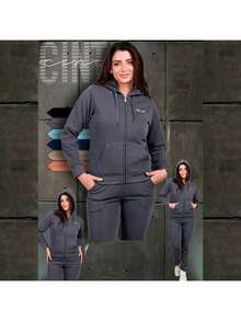 CONJUNTO 2 PIEZAS CASUAL PARA DAMA CON SUDADERA Y PANTALON TIPO PANTS (CINTIA) - Gris Oscuro - Ver 2