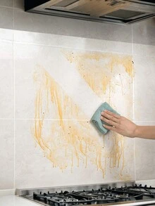 1卷透明耐高温耐油厨房贴纸，自粘式可移除保护膜，防污防刮贴纸，家居墙壁、瓷砖、炉灶书桌家具保护墙纸